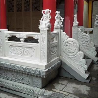 寺廟欄桿圍欄，漢白玉雕花欄板