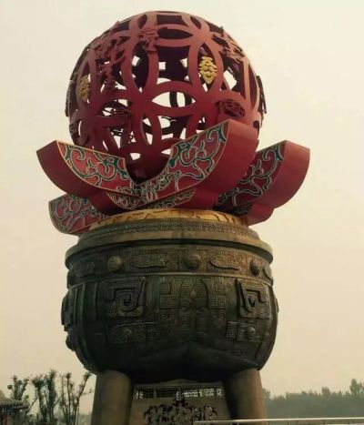 戶(hù)外景區(qū)大型不銹鋼創(chuàng)意浮雕鼎雕塑
